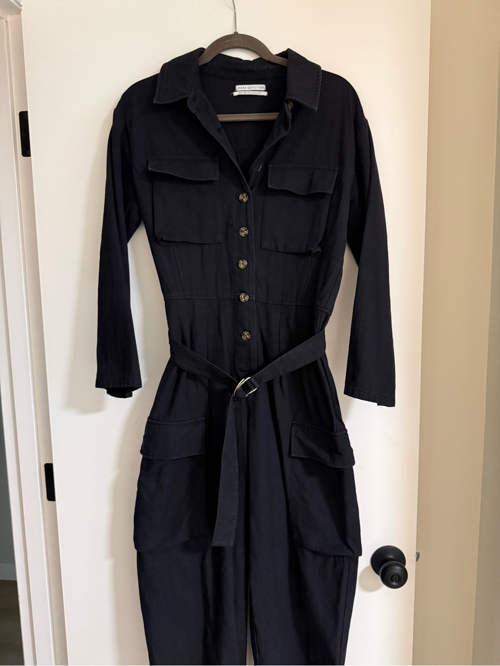 Urban Outfitters UO Belted Cargo Coverall Jumpsuit Black Medium - Picture 2 of 7
